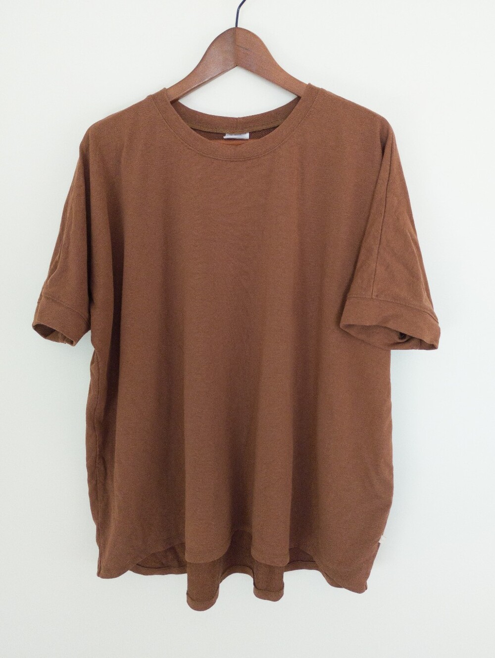 Jax + Lennon Bamboo Organic Cotton Oversized Boxy Tee Top M/L Brown